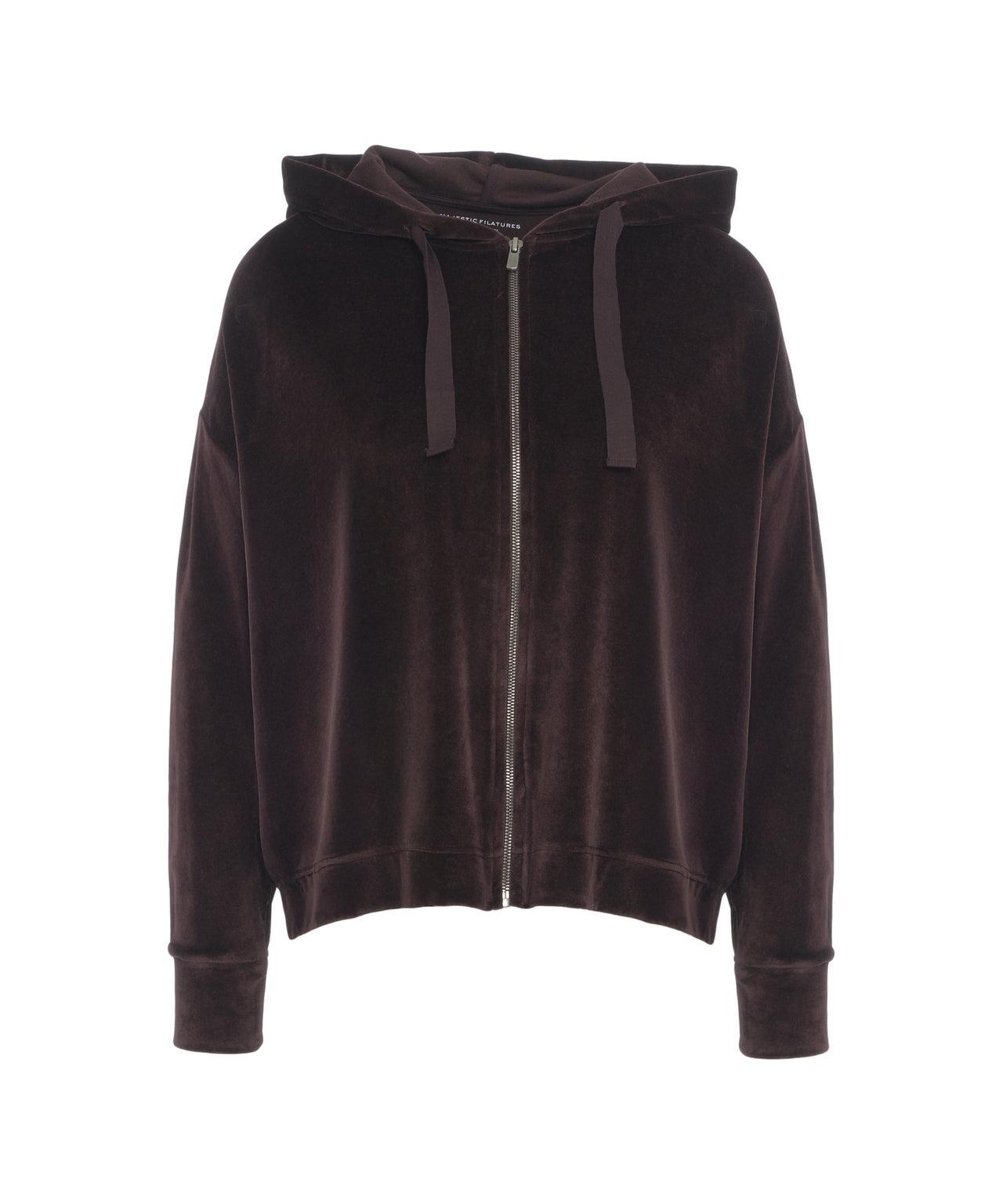 Velvet hoodie with zipper Product Image