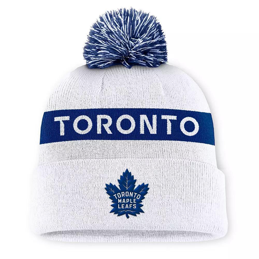 Women's Fanatics White/Blue Toronto Maple Leafs Authentic Pro Rink Cuffed Knit Hat with Pom, Mpl White Product Image