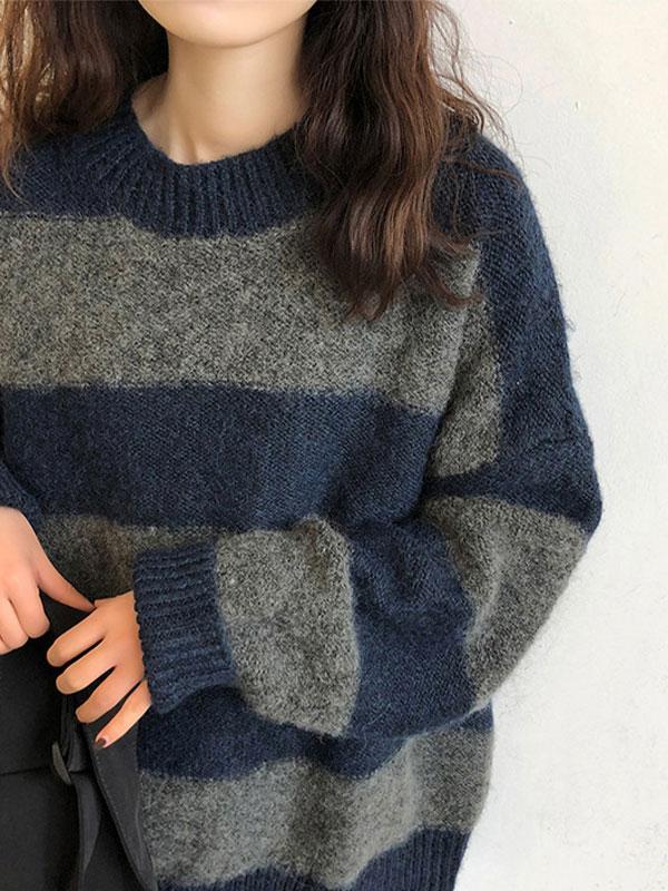 Oversized Stripe Pullover Sweater Product Image