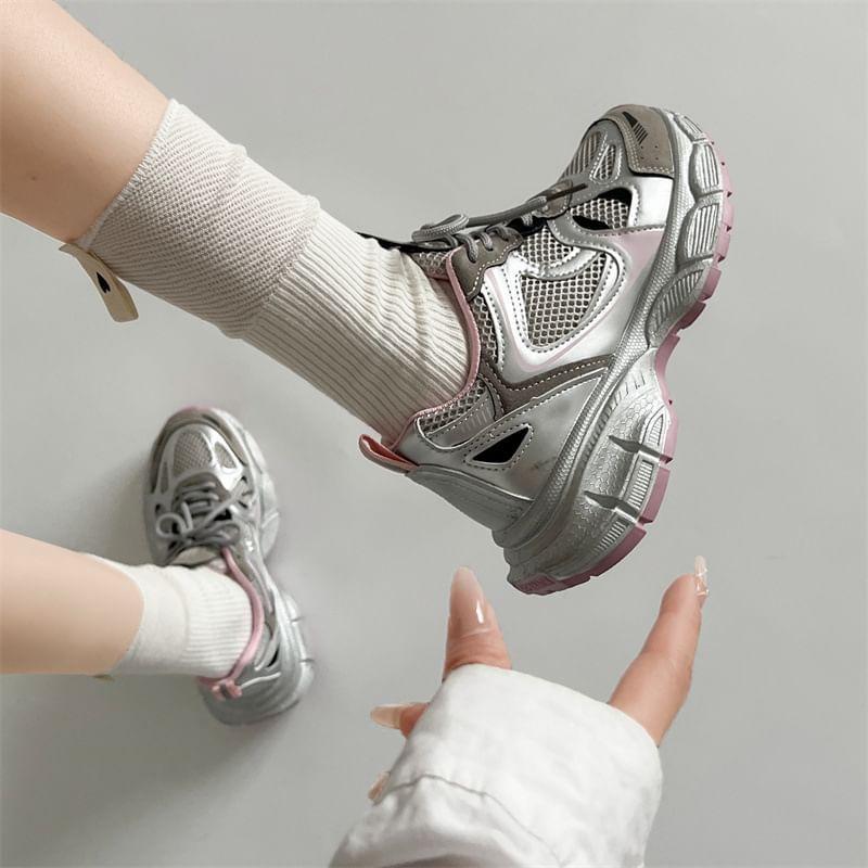 Platform Panel Mesh Sneakers Product Image