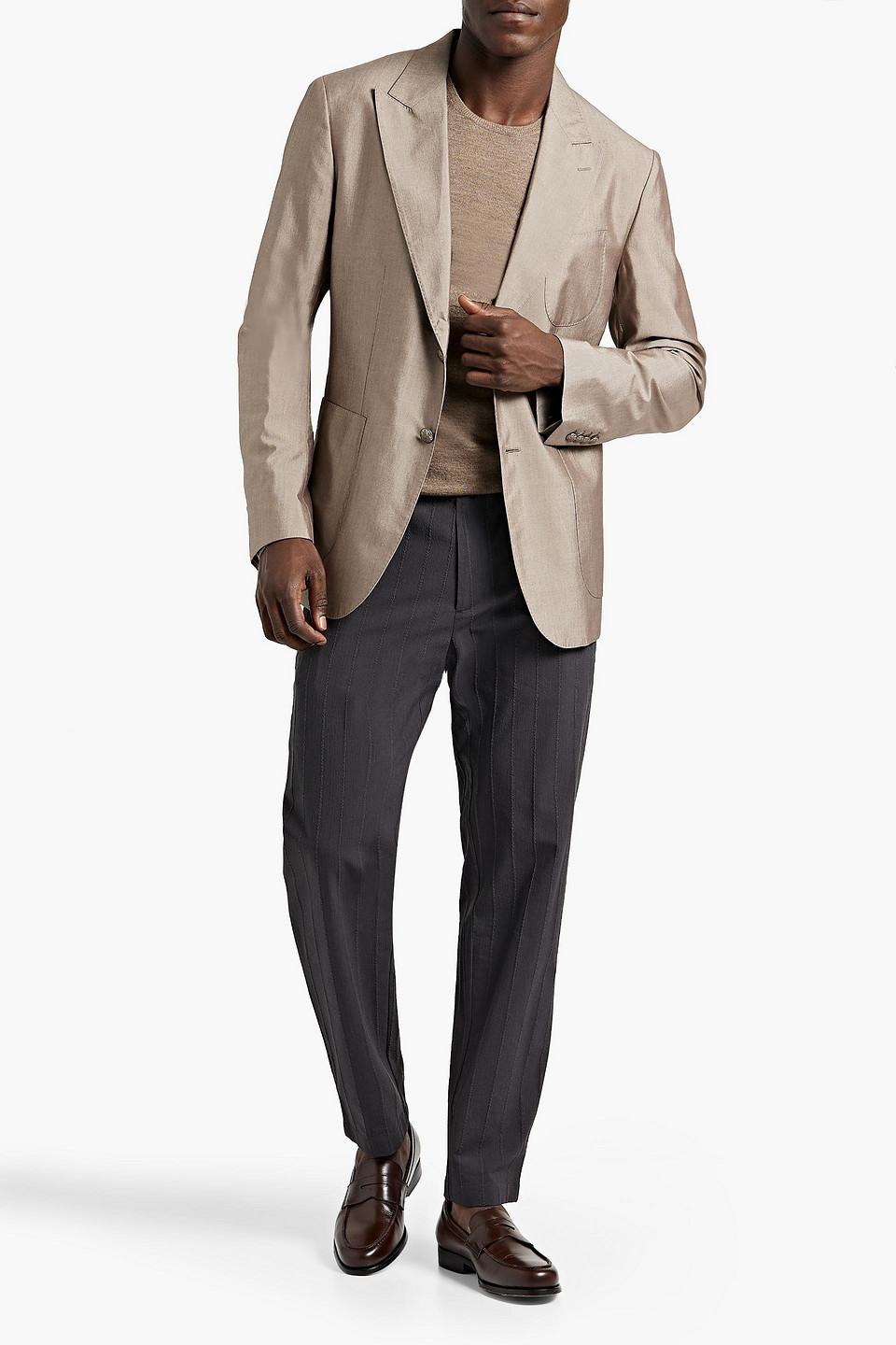 Cotton And Silk-blend Blazer In Mushroom Product Image