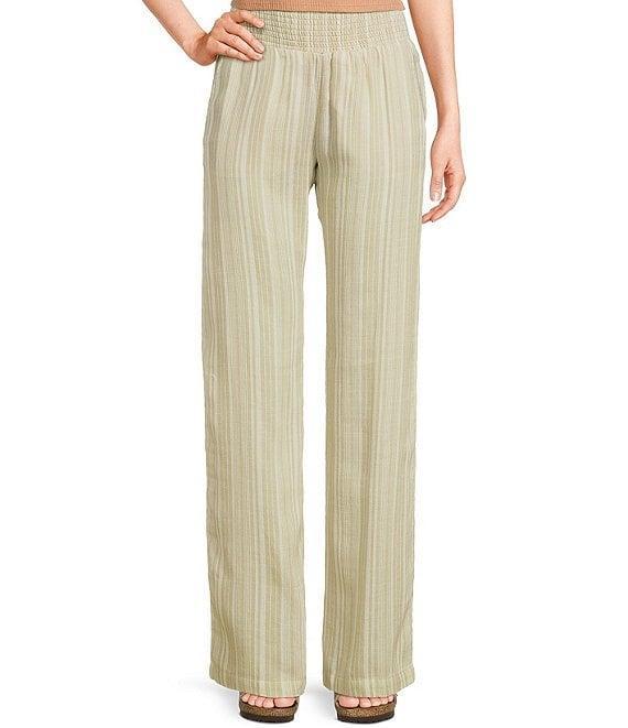 Billabong New Waves High Rise Smocked Striped Pants Product Image