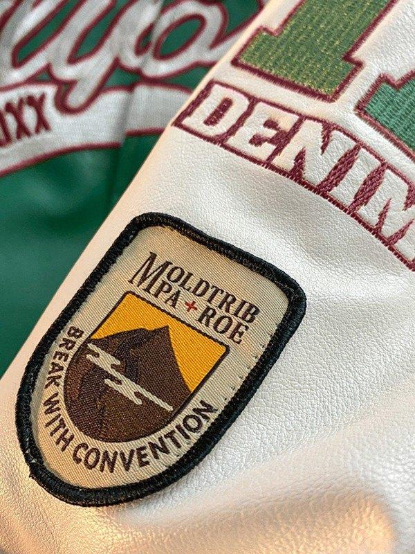 Men's Embroidered Pu Leather Varsity Jacket Product Image