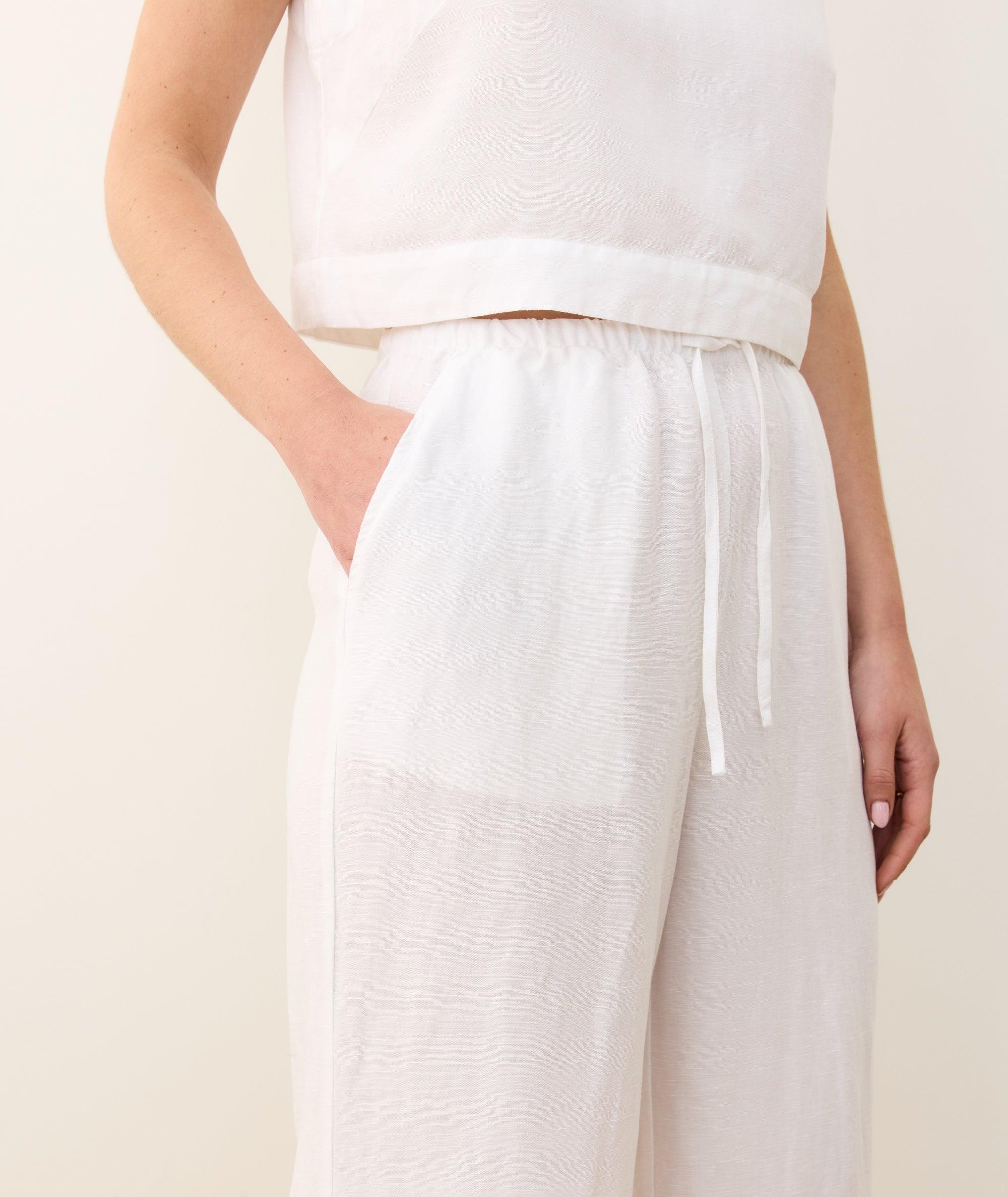 Linen Drawstring Wide Leg Pant Product Image
