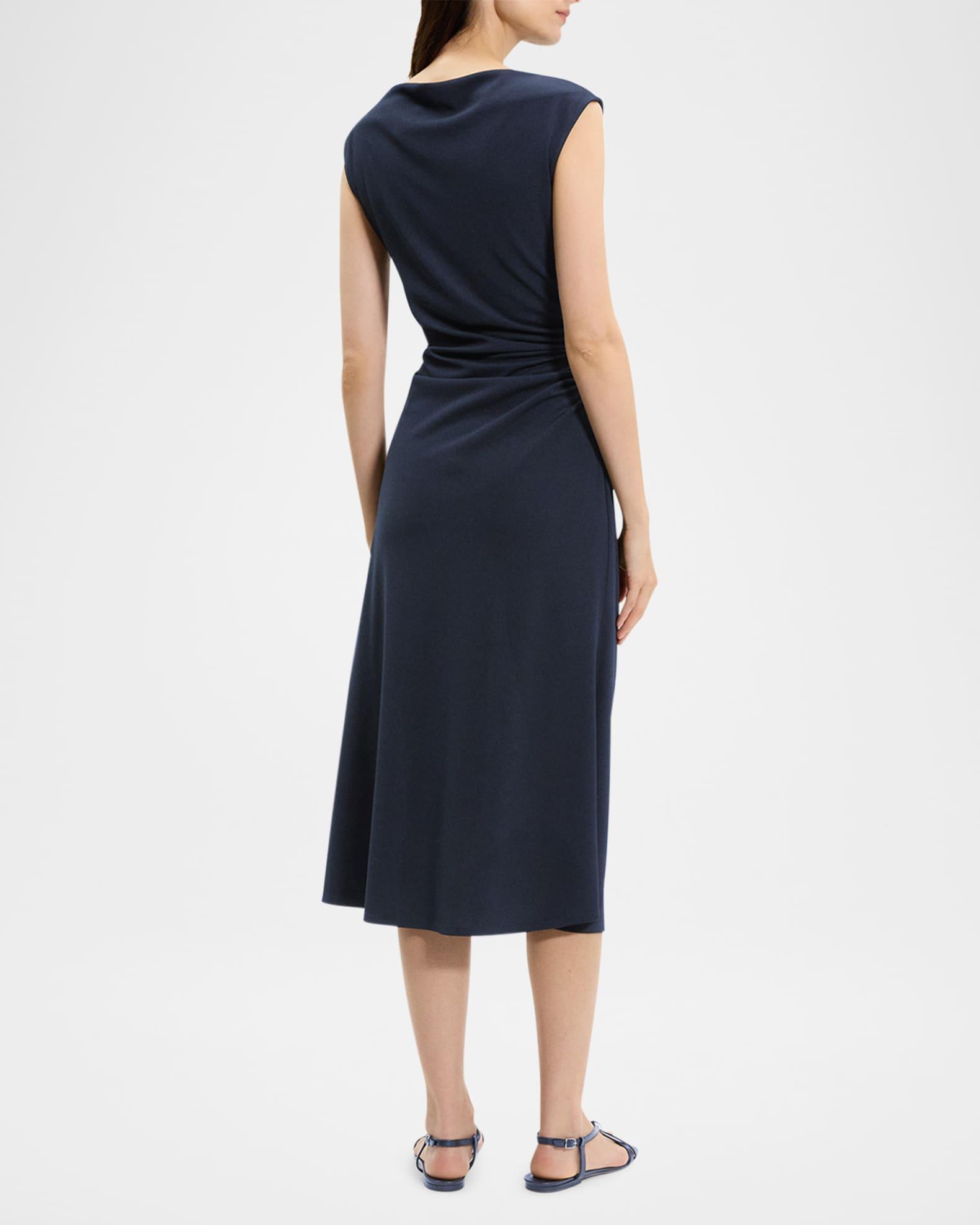 Draped Boat-Neck Midi Dress Product Image