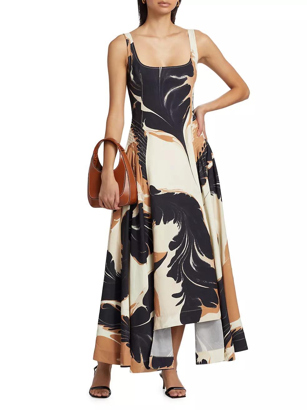 Paola Linen-Blend Abstract Maxi-Dress Product Image