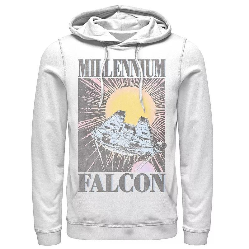 Men's Star Wars Millennium Falcon In Flight Poster Hoodie, Size: XL, White Product Image