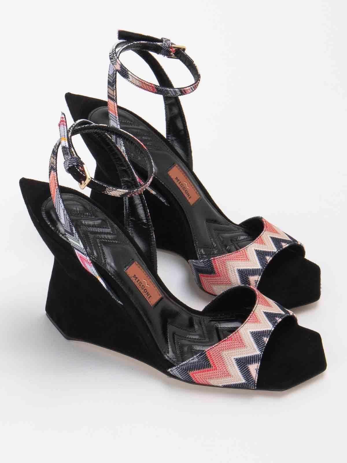 MISSONI Laced Geometric Print Sandals In Negro Product Image