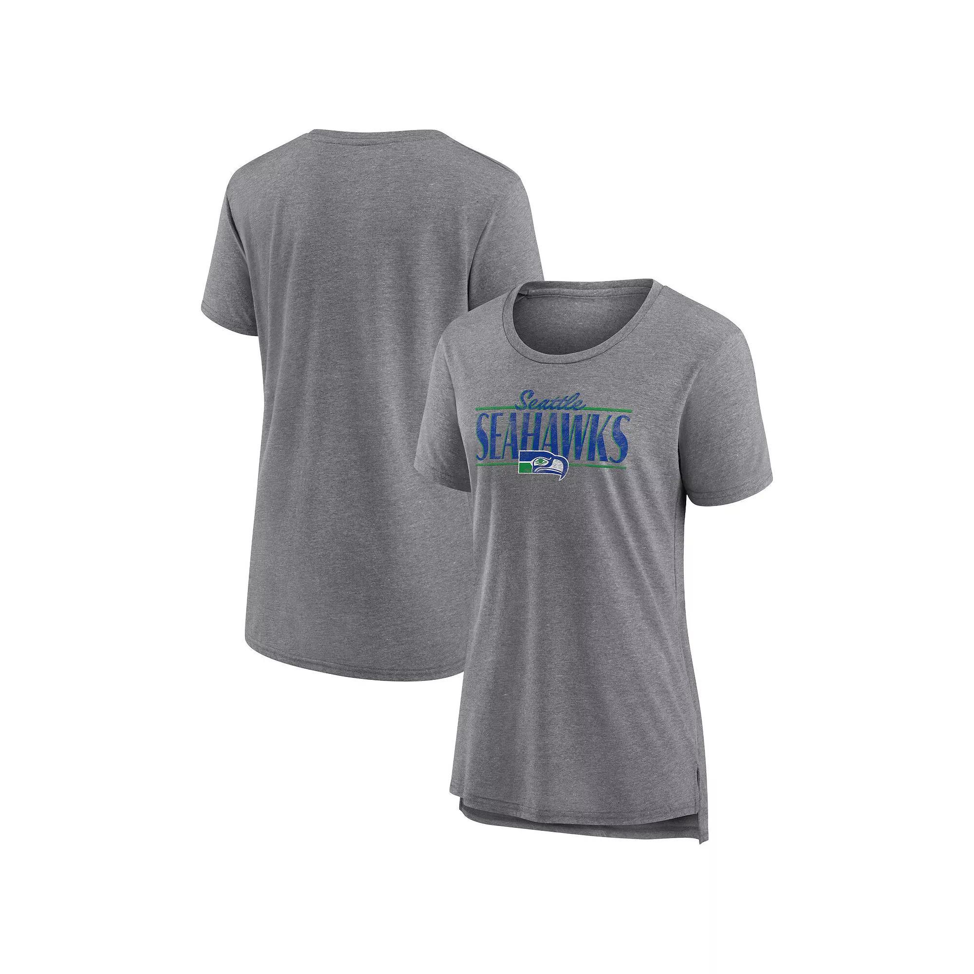 Women's Fanatics Heather Gray Seattle Seahawks Up the Middle Tri-Blend T-Shirt,  Product Image