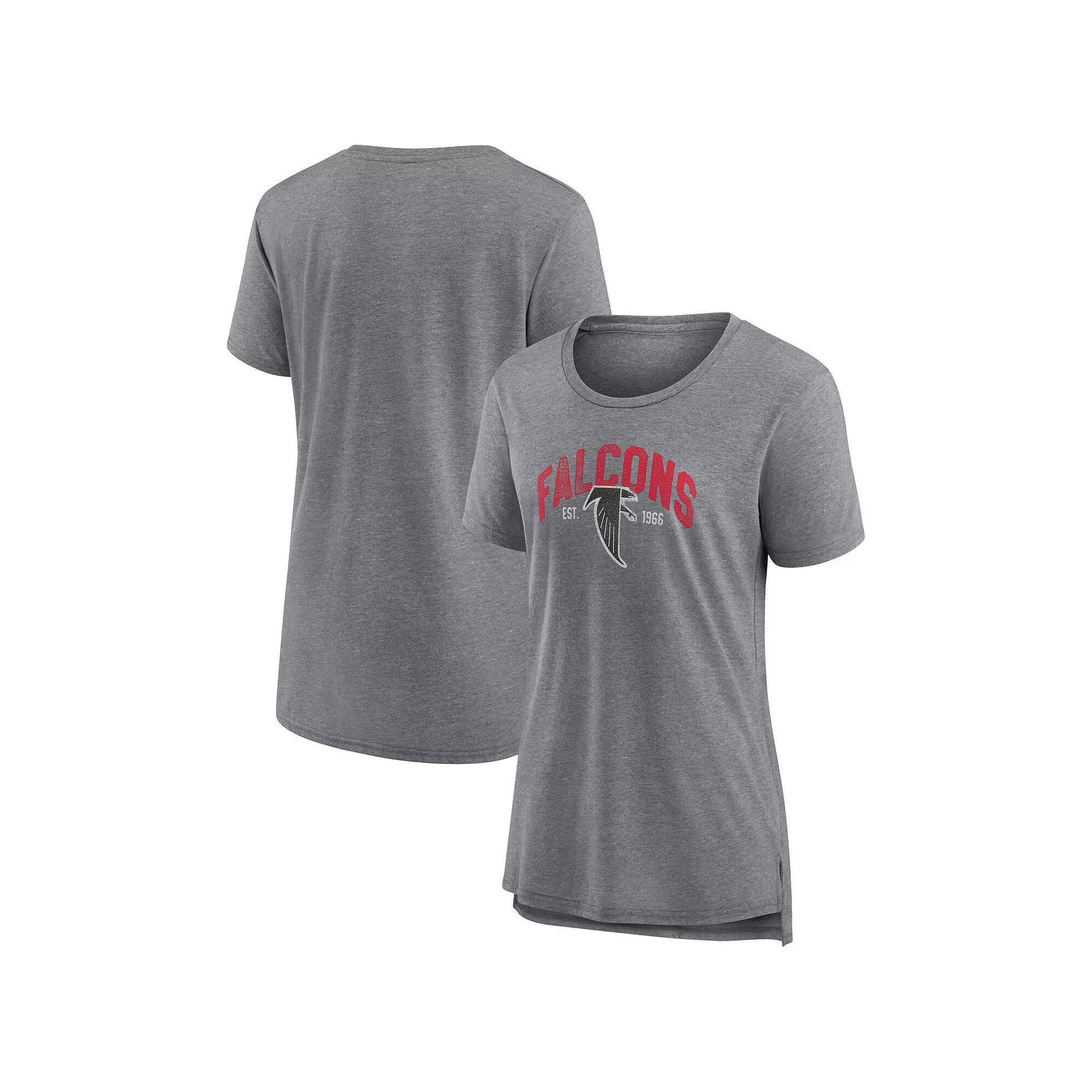 Women's Fanatics Heathered Gray Atlanta Falcons Drop Back Modern T-Shirt,  Product Image