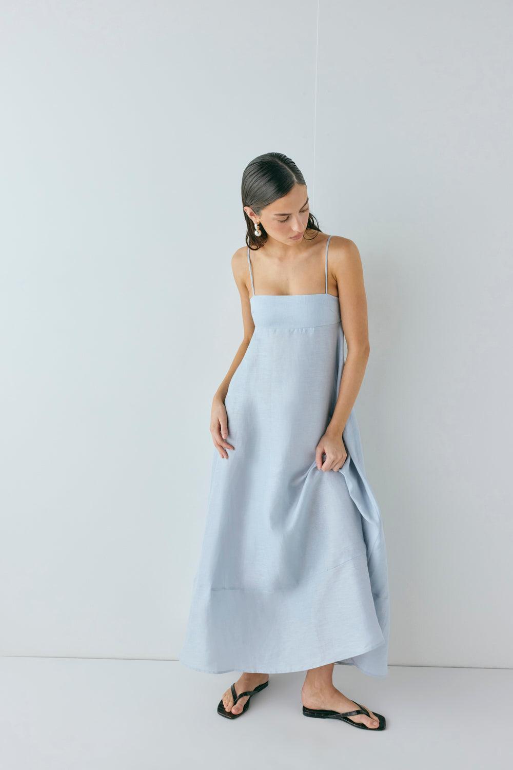 Behati Linen Maxi Dress Sky Product Image