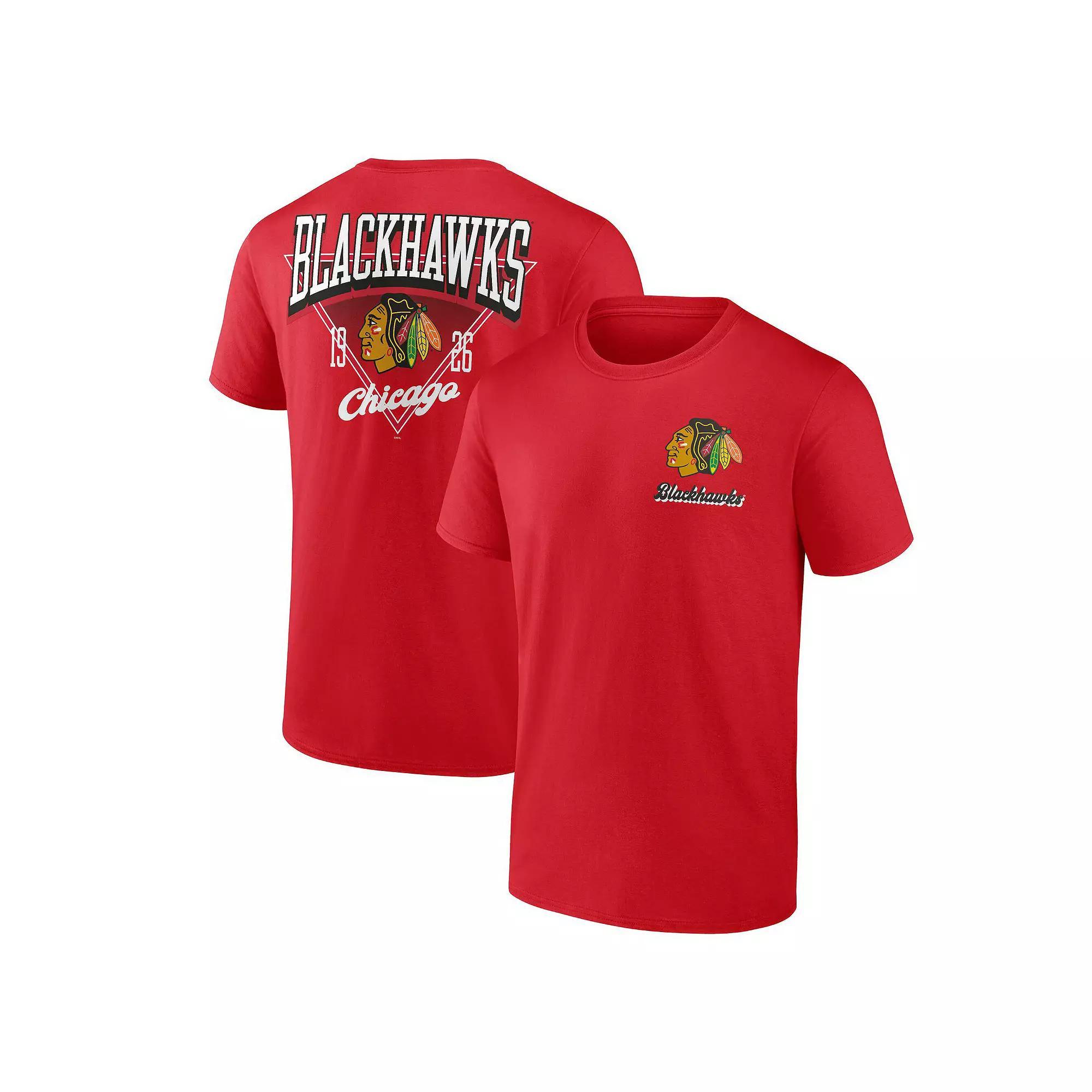 Men's Logo Athletic Red Chicago Blackhawks Never Over T-Shirt, Size: Small Product Image