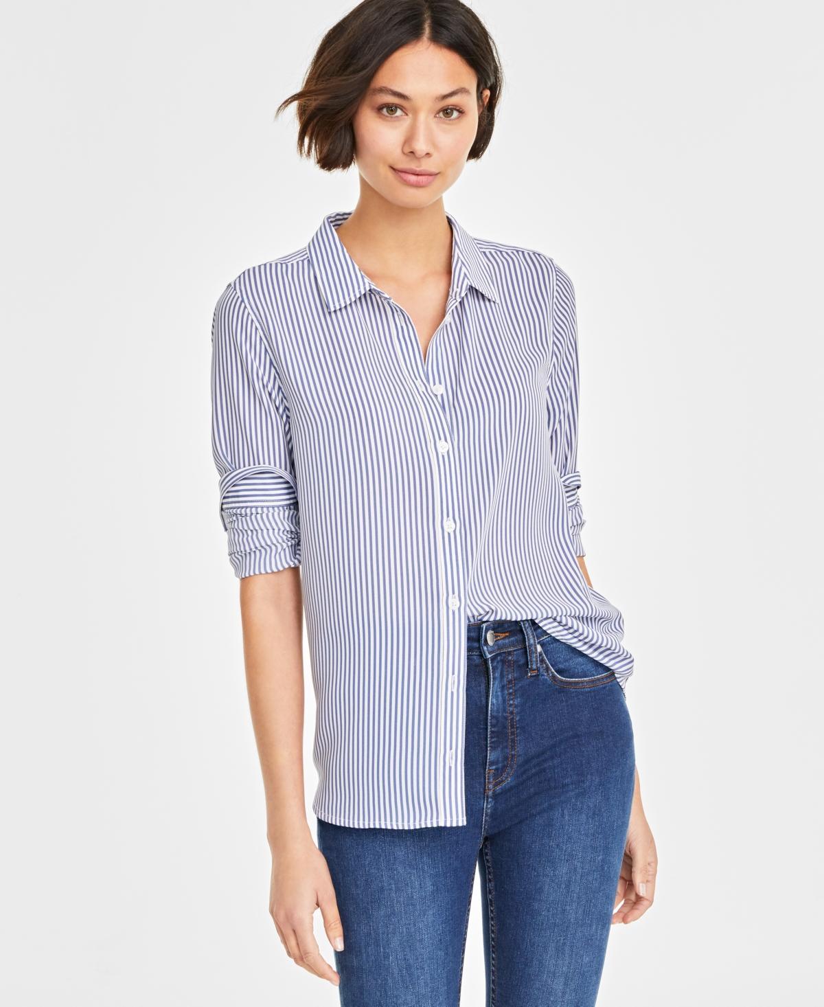 On 34th Womens Button-Front Crepe Shirt, Created for Macys Product Image