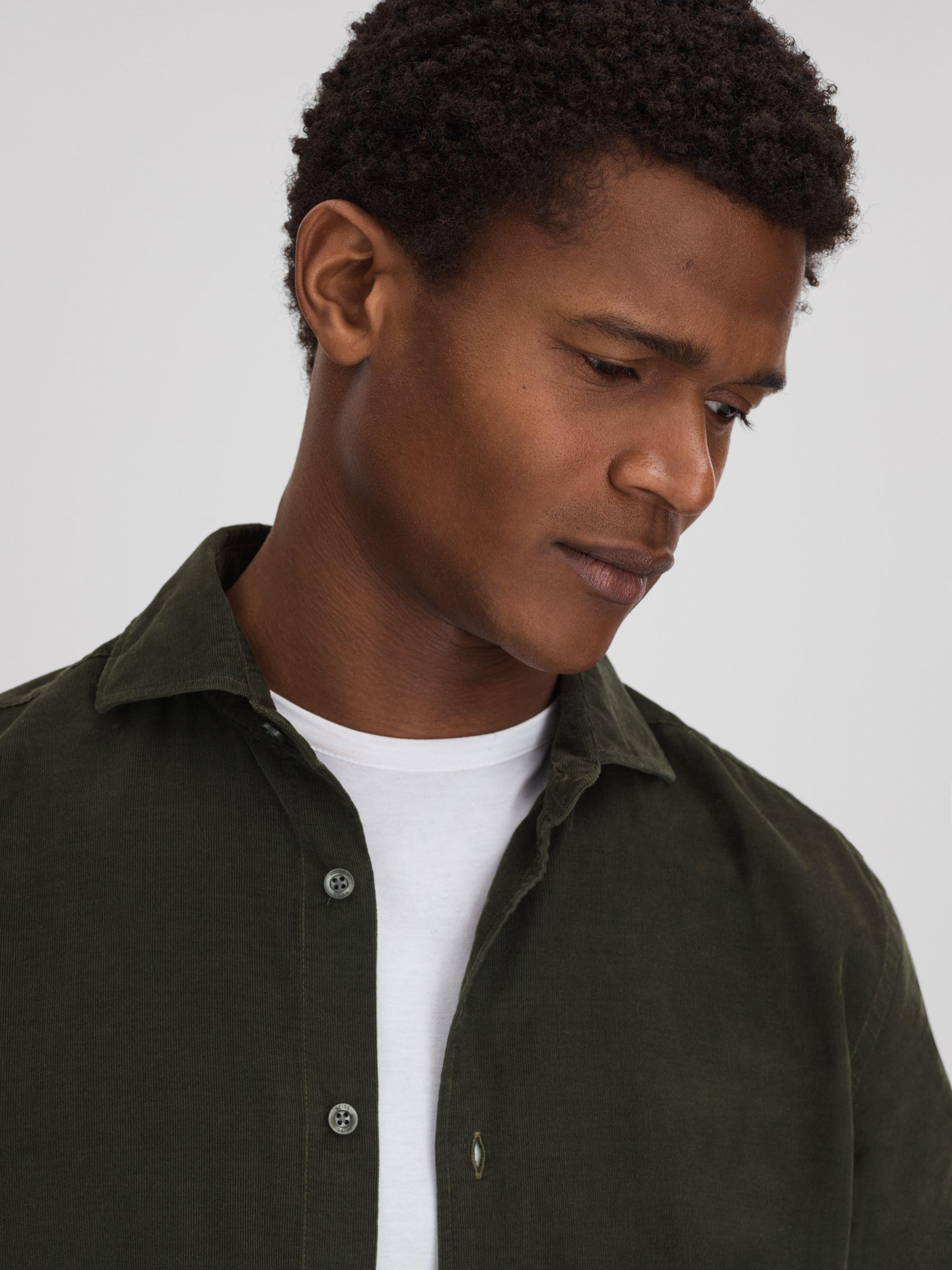 Corduroy Cutaway Collar Shirt in Khaki Product Image