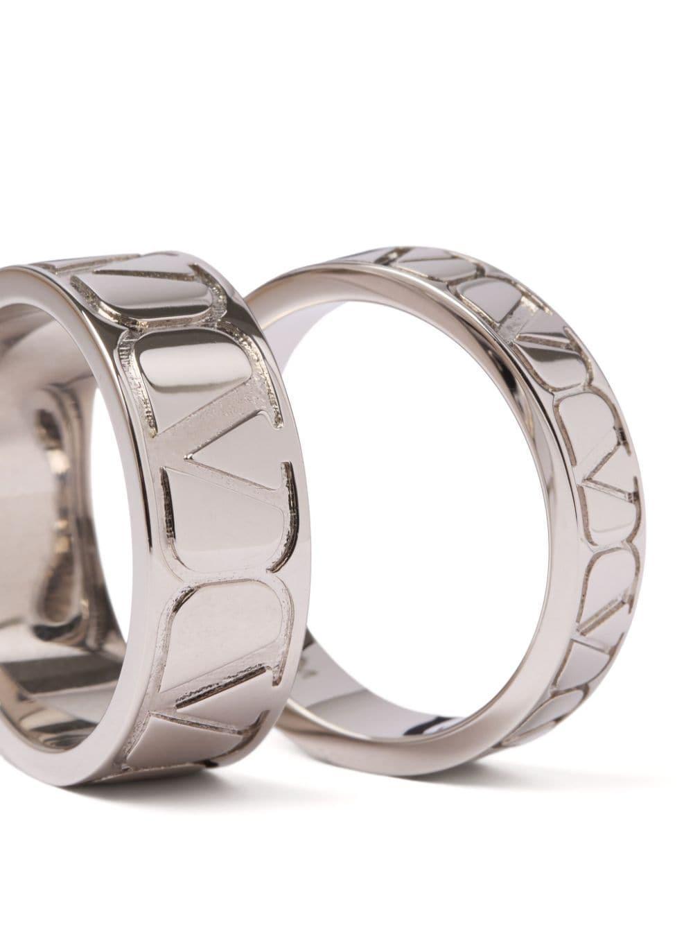 Vlogo Signature Ring (set Of Two) In Silver Product Image