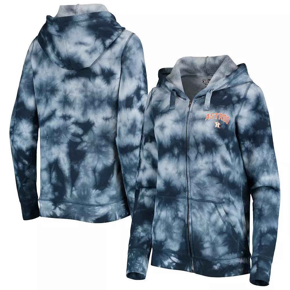 Women's New Era Navy Houston Astros Tie-Dye Full-Zip Hoodie, Size: Large, Blue Product Image
