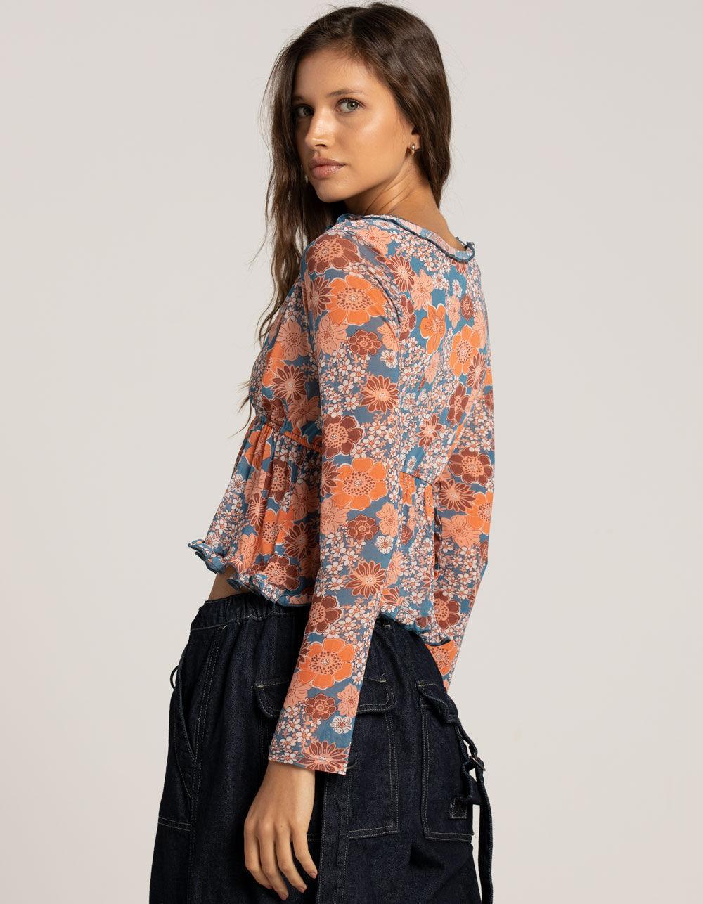 FULL TILT Mesh Flyaway Womens Top - BLUE COMBO Product Image