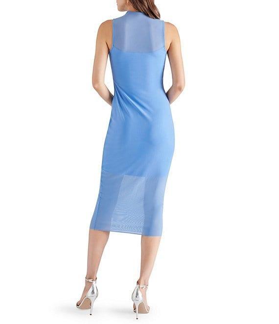 Steve Madden Sidra Mesh Mock Neck Sleeveless Midi Bodycon Dress Product Image