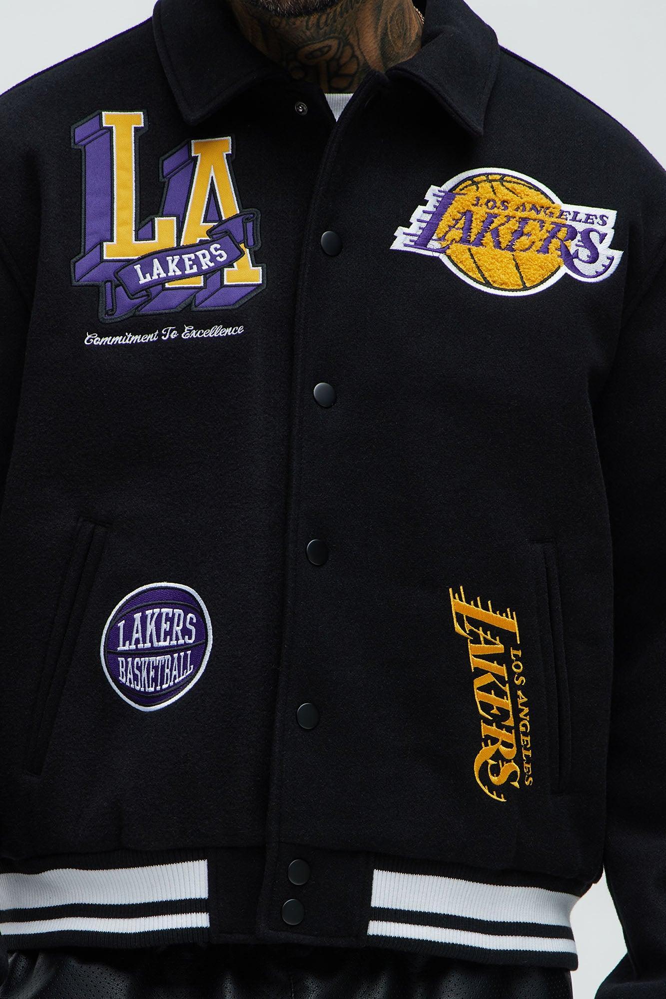 Lakers Ring Leader Varsity Jacket - Black/Yellow Male Product Image
