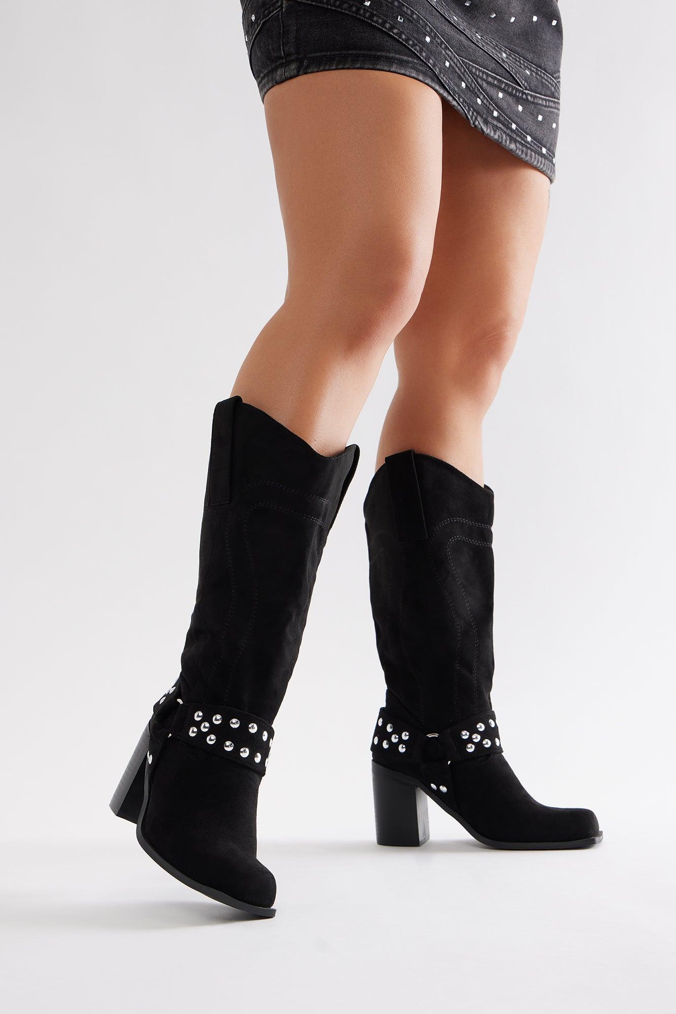 River Moto Knee High Boots - Black Product Image