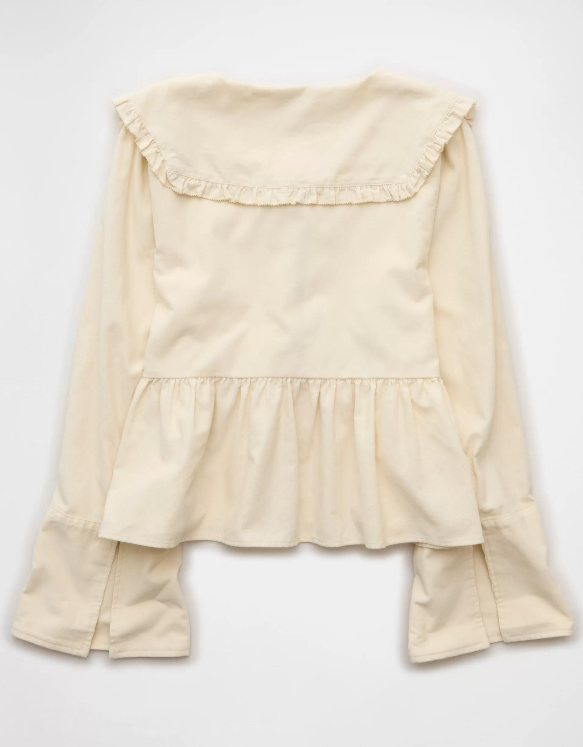 AE Long Sleeve Tie-Front Blouse Product Image