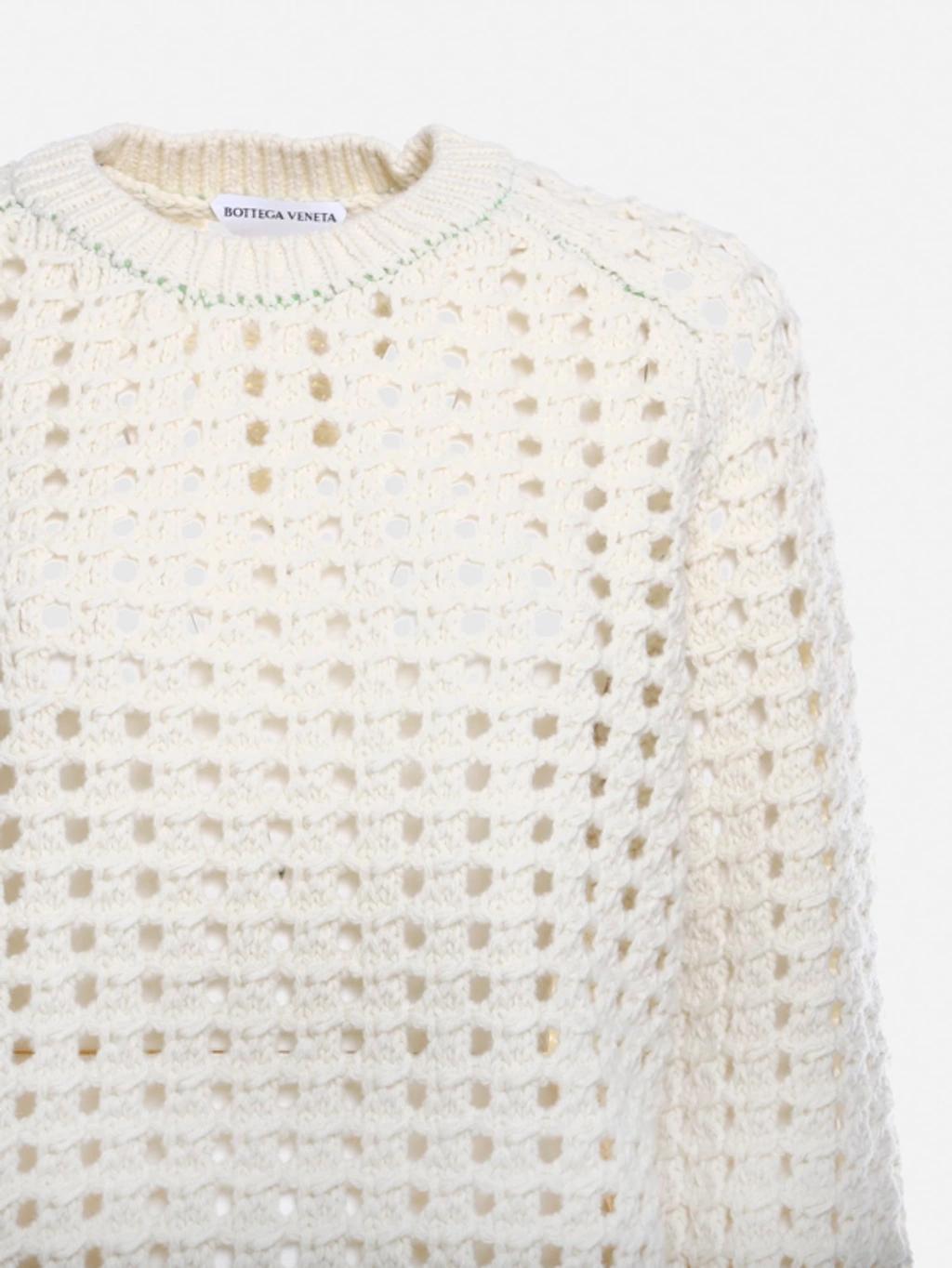 BOTTEGA VENETA Womens Chalk Chunky Open-knit Wool Jumper M Product Image