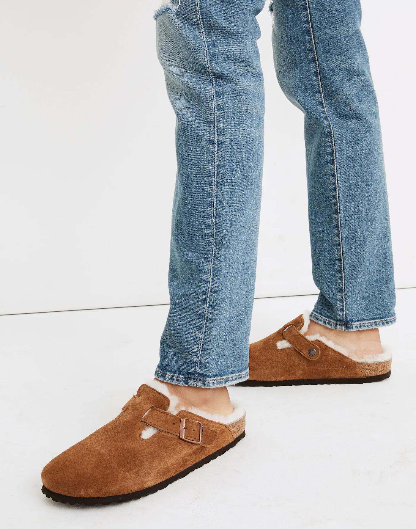 Birkenstock® Suede Boston Clogs in Shearling Product Image