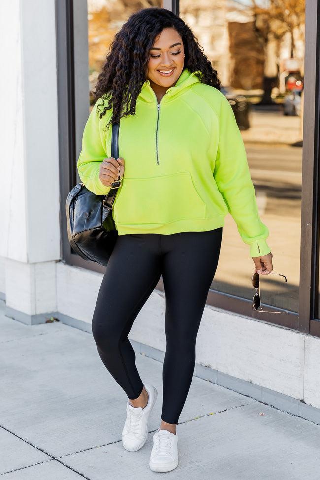 Making It Look Easy Lime Ribbed Shoulder Quarter Zip Pullover FINAL SALE Product Image