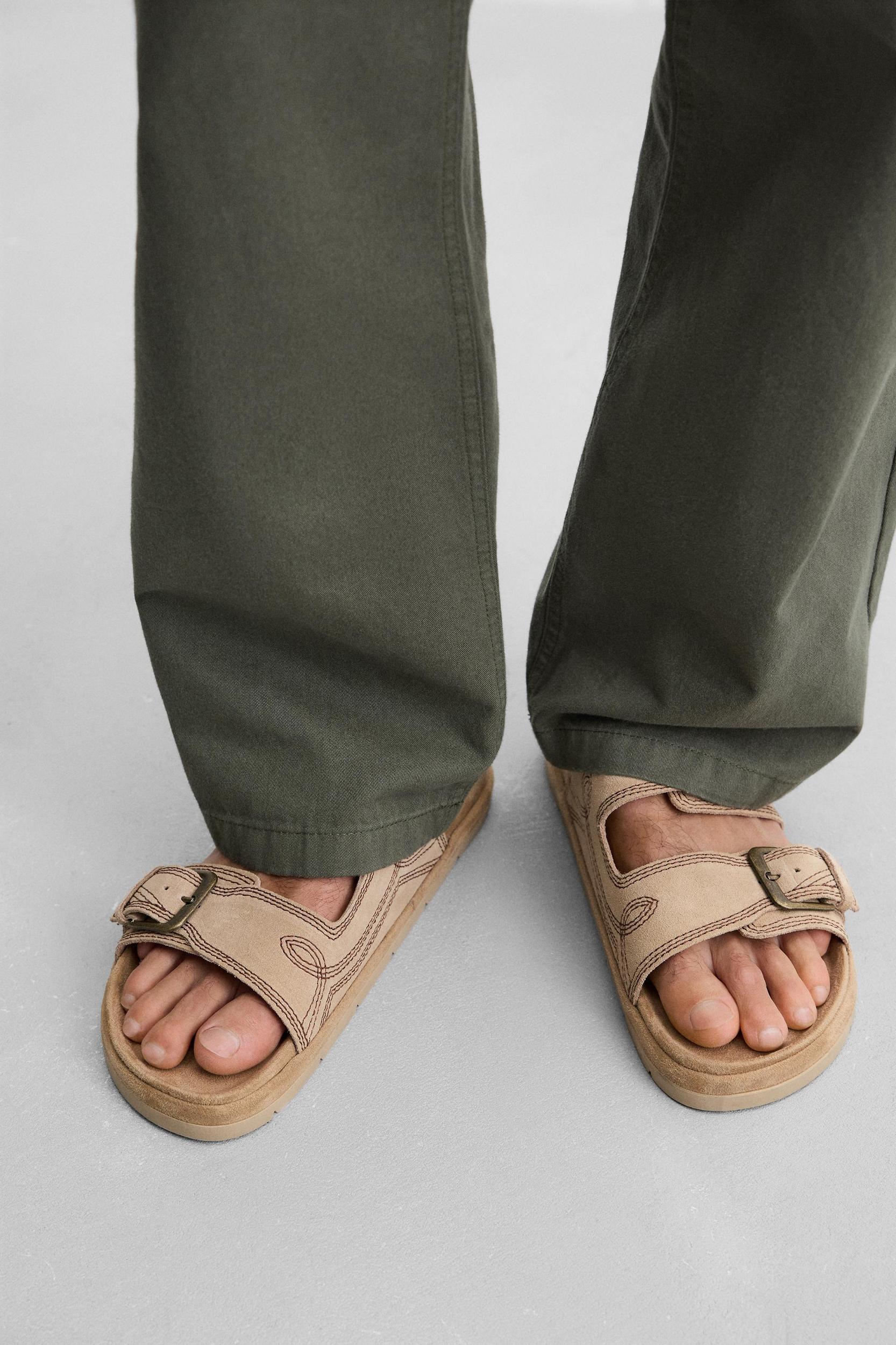 DOUBLE STRAP LEATHER SANDALS Product Image