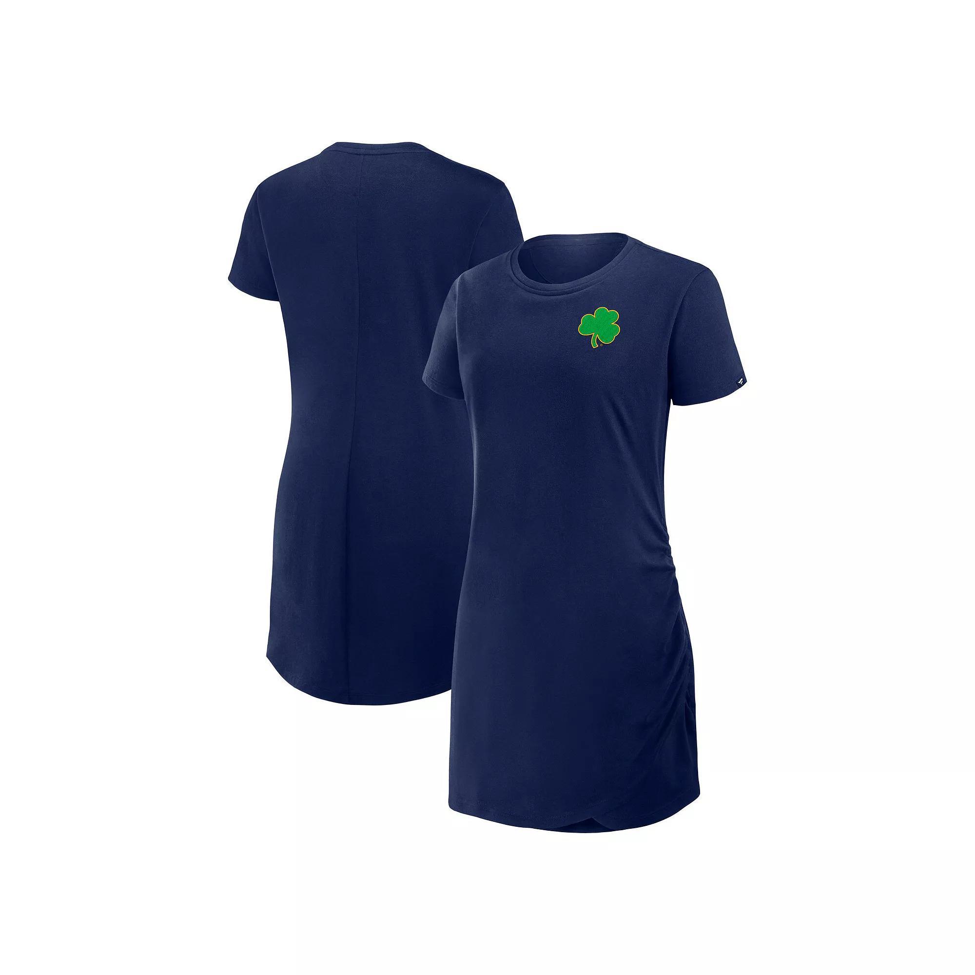 Women's Fanatics Navy Notre Dame Fighting Irish Relaxed Fit Drape T-Shirt Dress,  Product Image