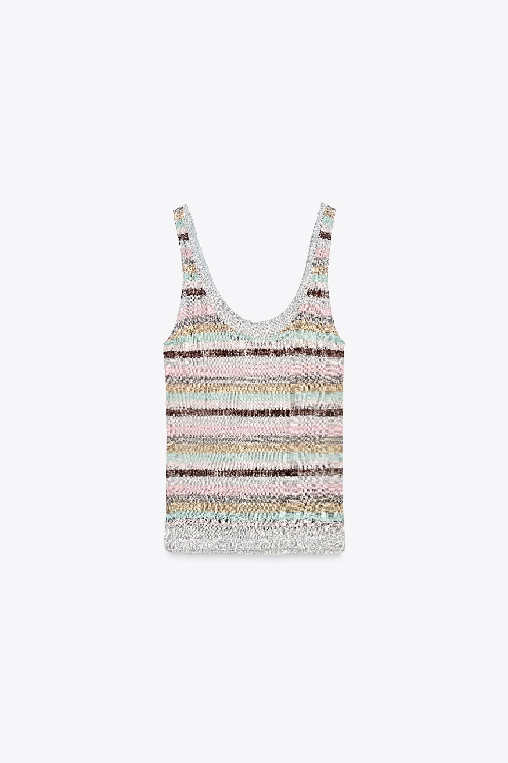METALLIC THREAD STRIPED TOP Product Image