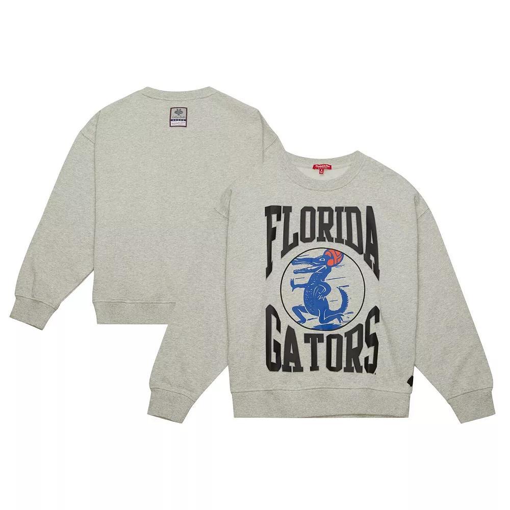 Women's Mitchell & Ness Heather Gray Florida Gators Oversized Logo Lightweight Pullover Sweatshirt, Size: 2XL, Grey Product Image