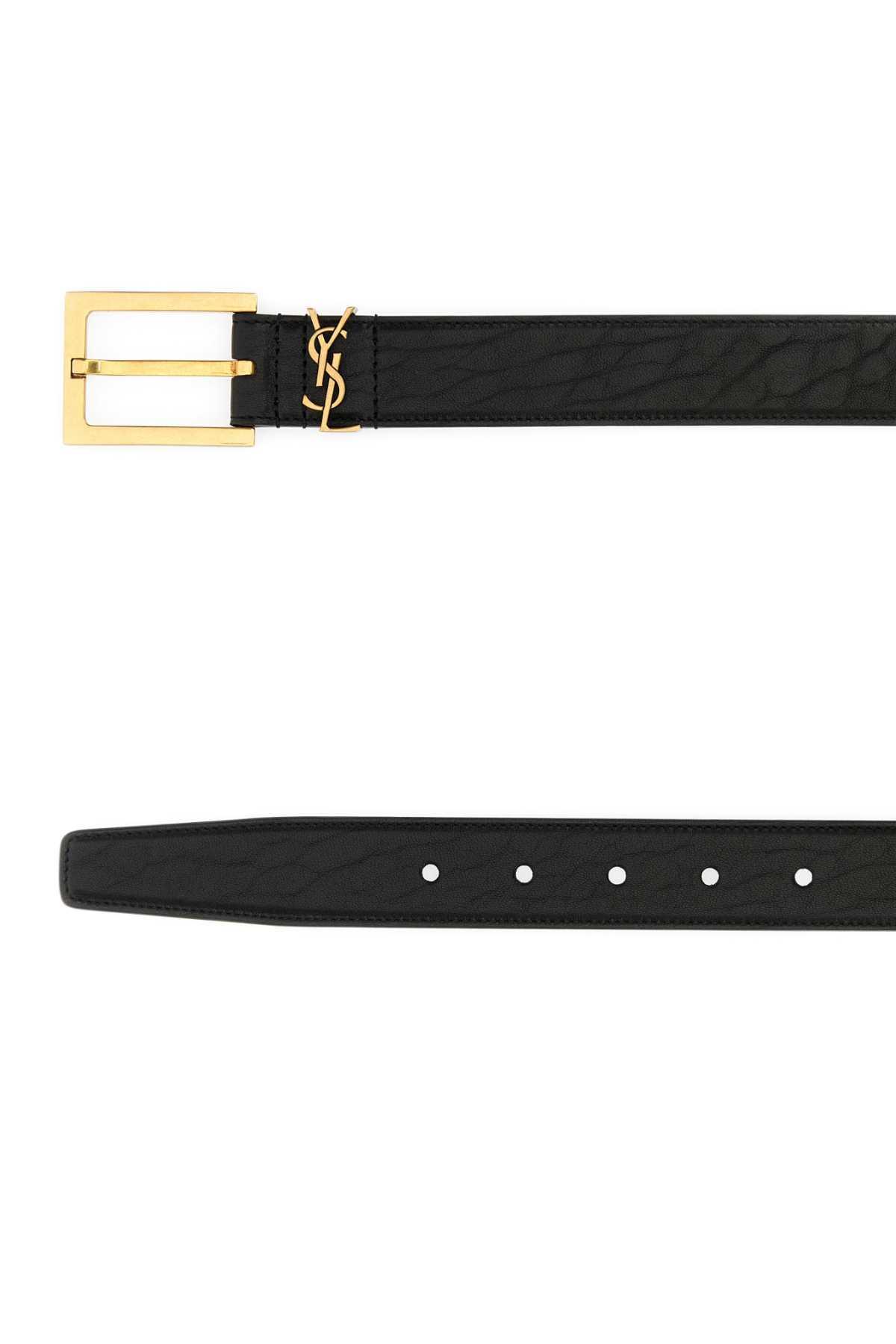 SAINT LAURENT Black Cassandre Belt In Nero Product Image