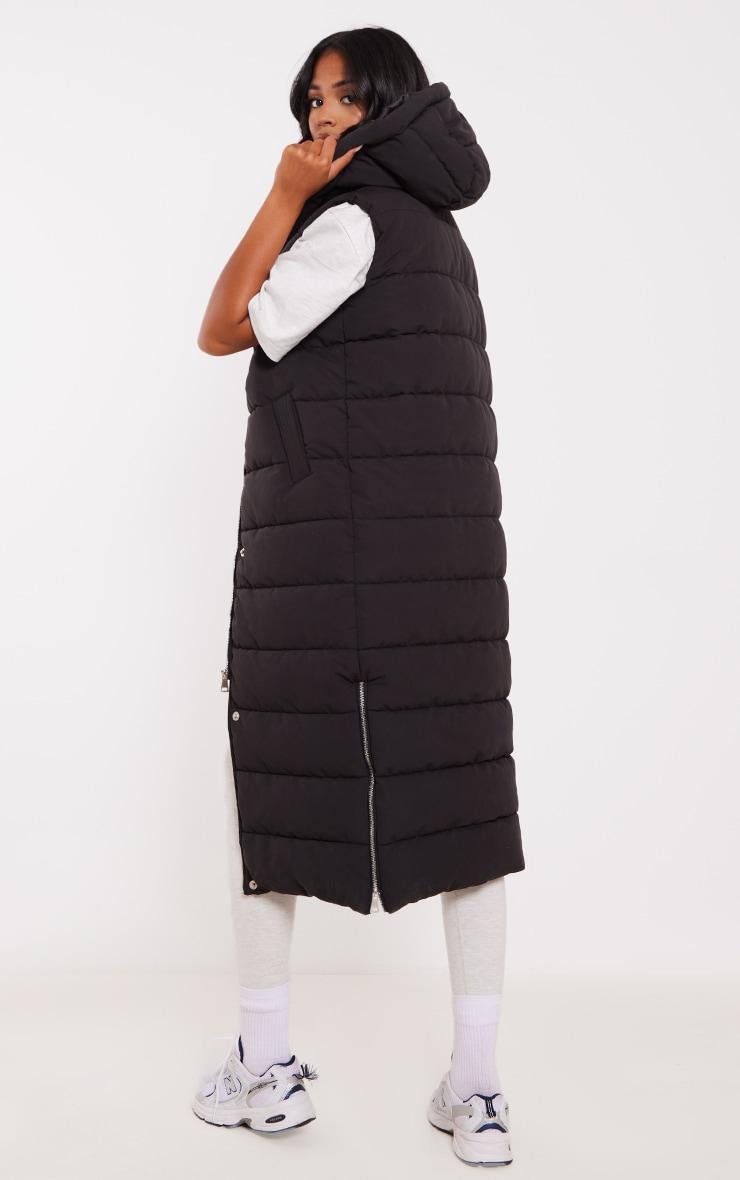 Tall Black Panel Padded Longline Vest Product Image