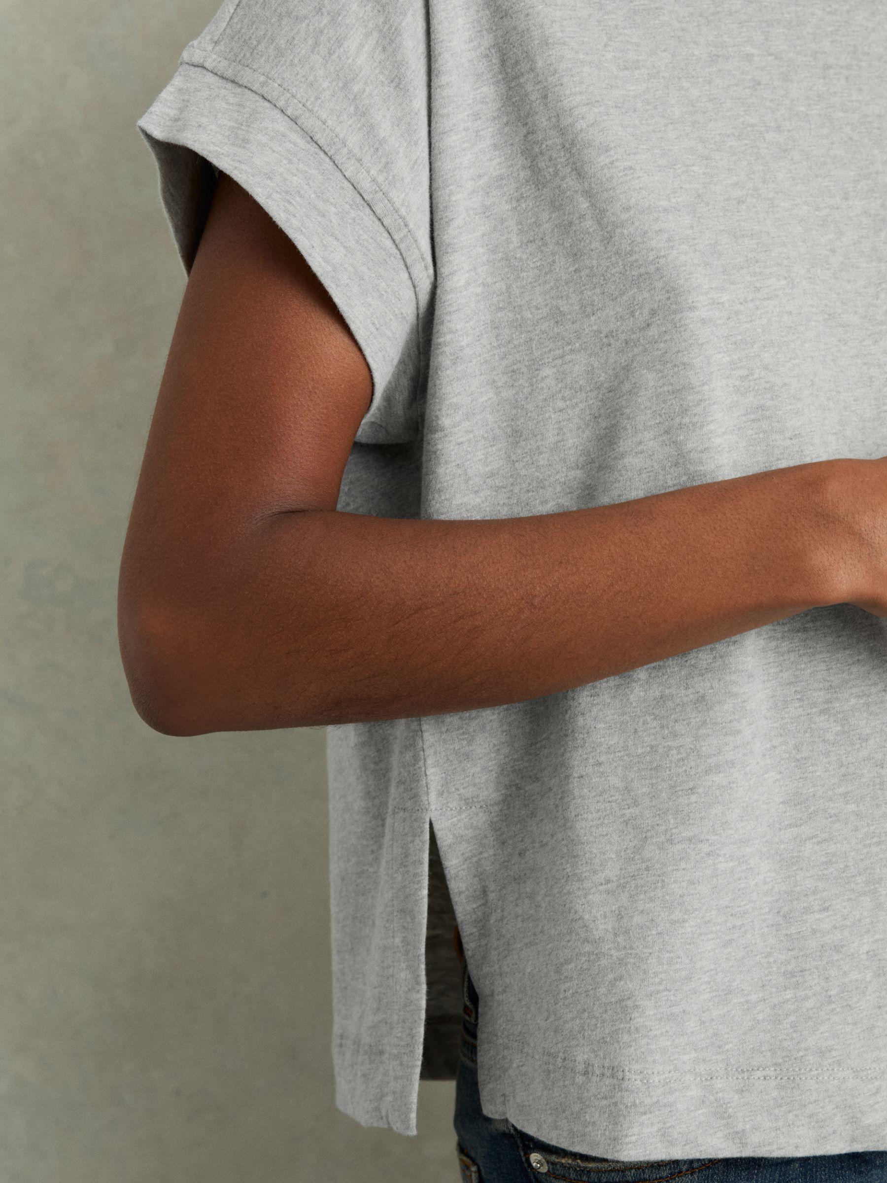 Cotton Crew Neck T-Shirt in Grey Marl Product Image