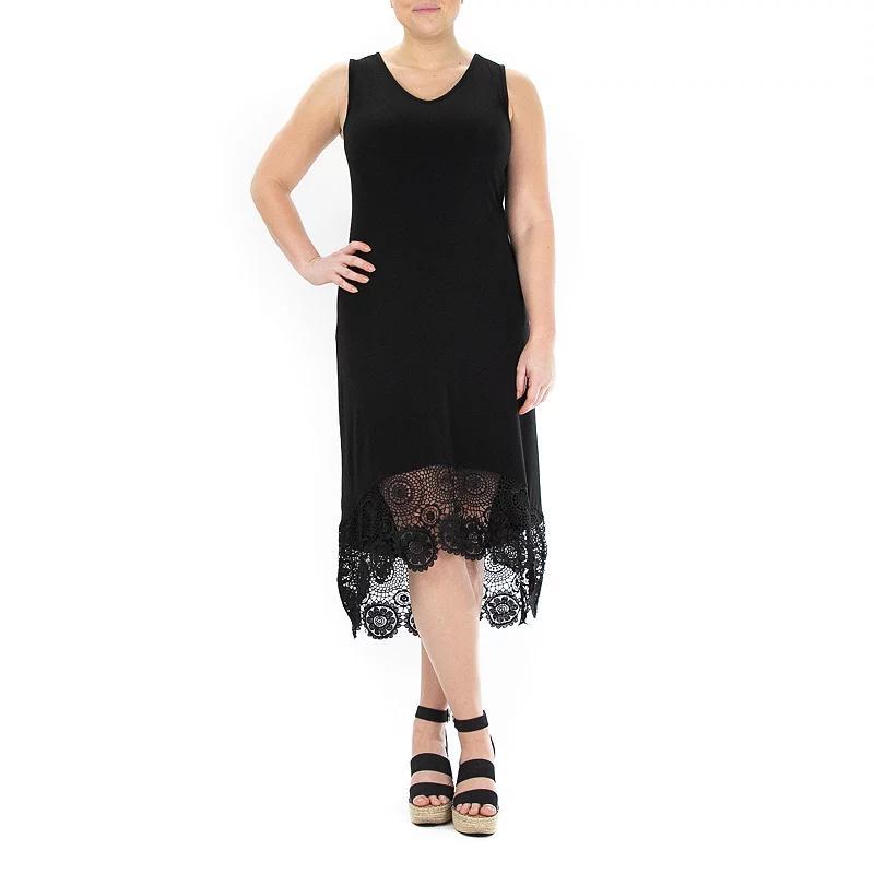 Womens Nina Leonard Crochet-Hem Midi Dress Product Image