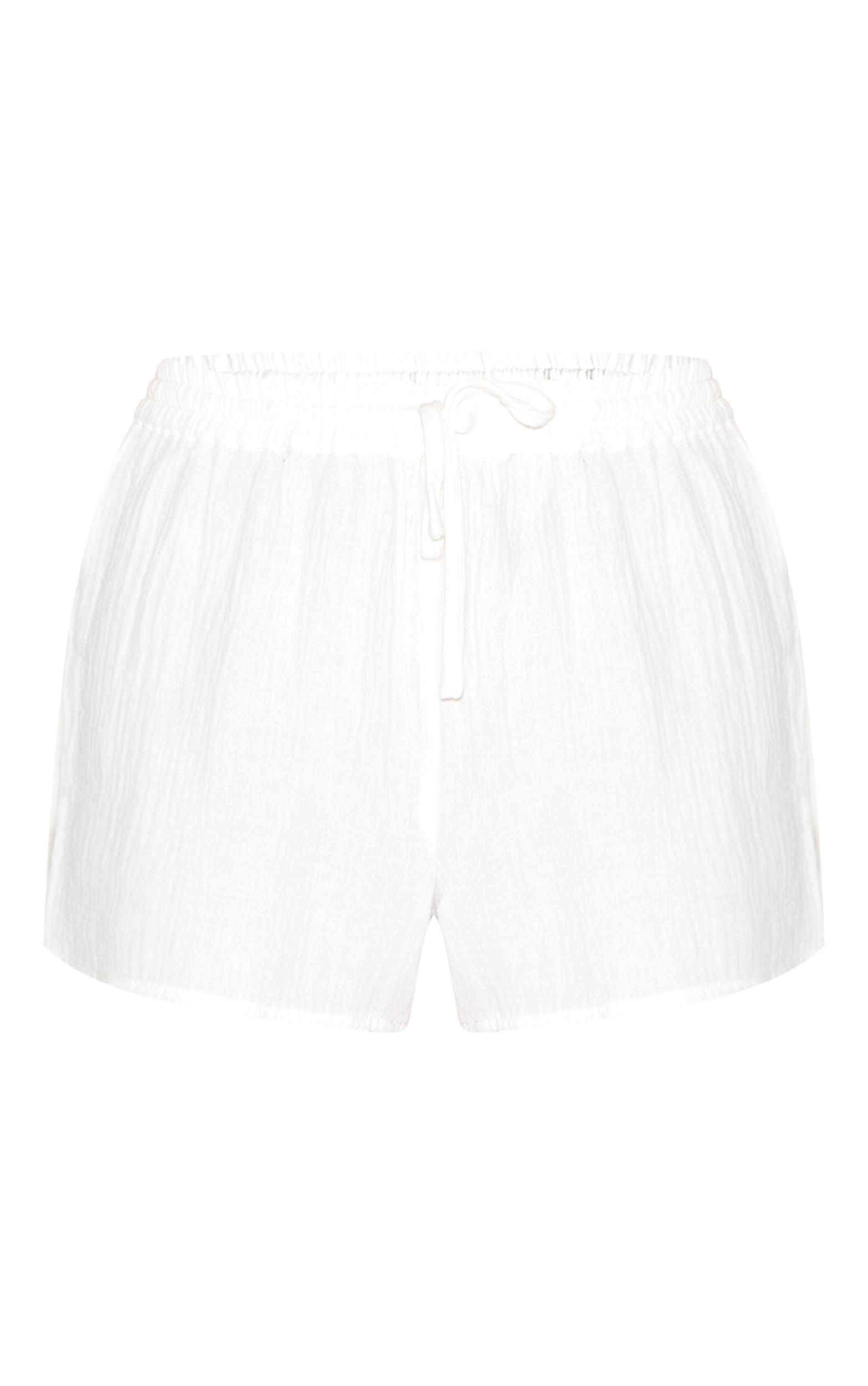 White Oversized Linen Look Floaty Shorts Product Image
