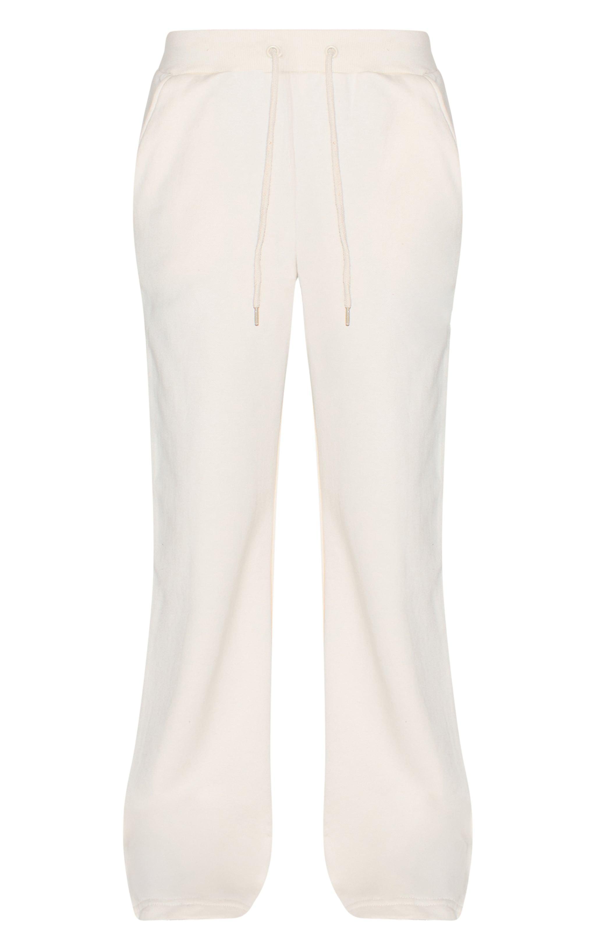 Cream Wide Leg Drawstring Sweatpants Product Image