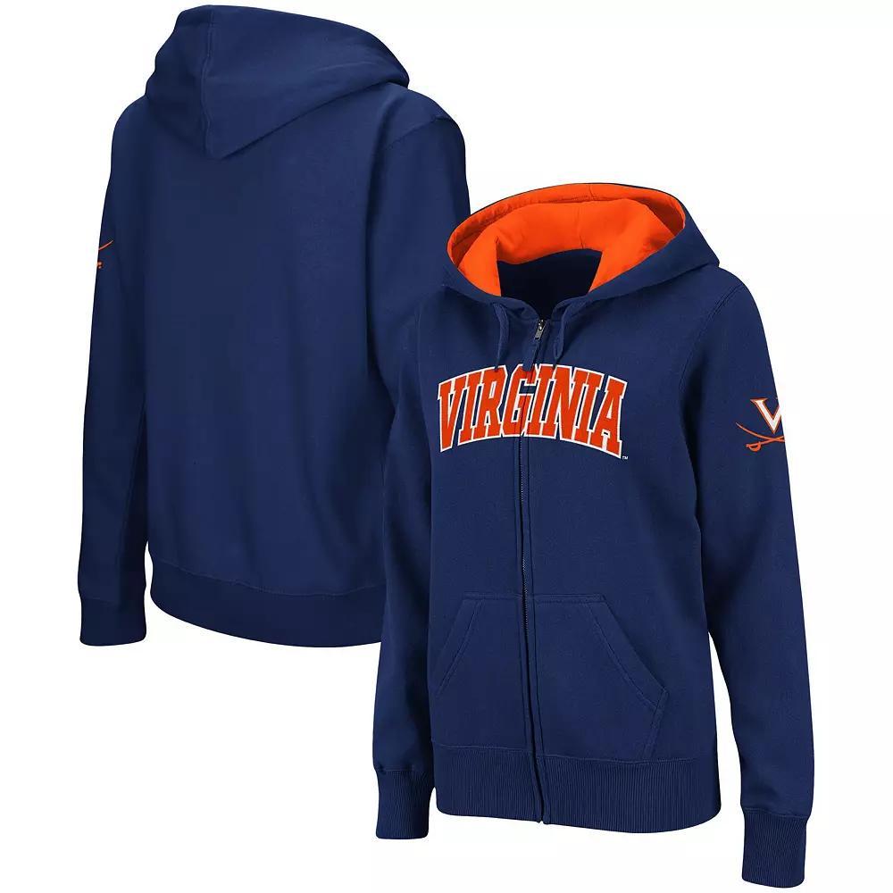 Women's Navy Virginia Cavaliers Arched Name Full-Zip Hoodie,  Product Image