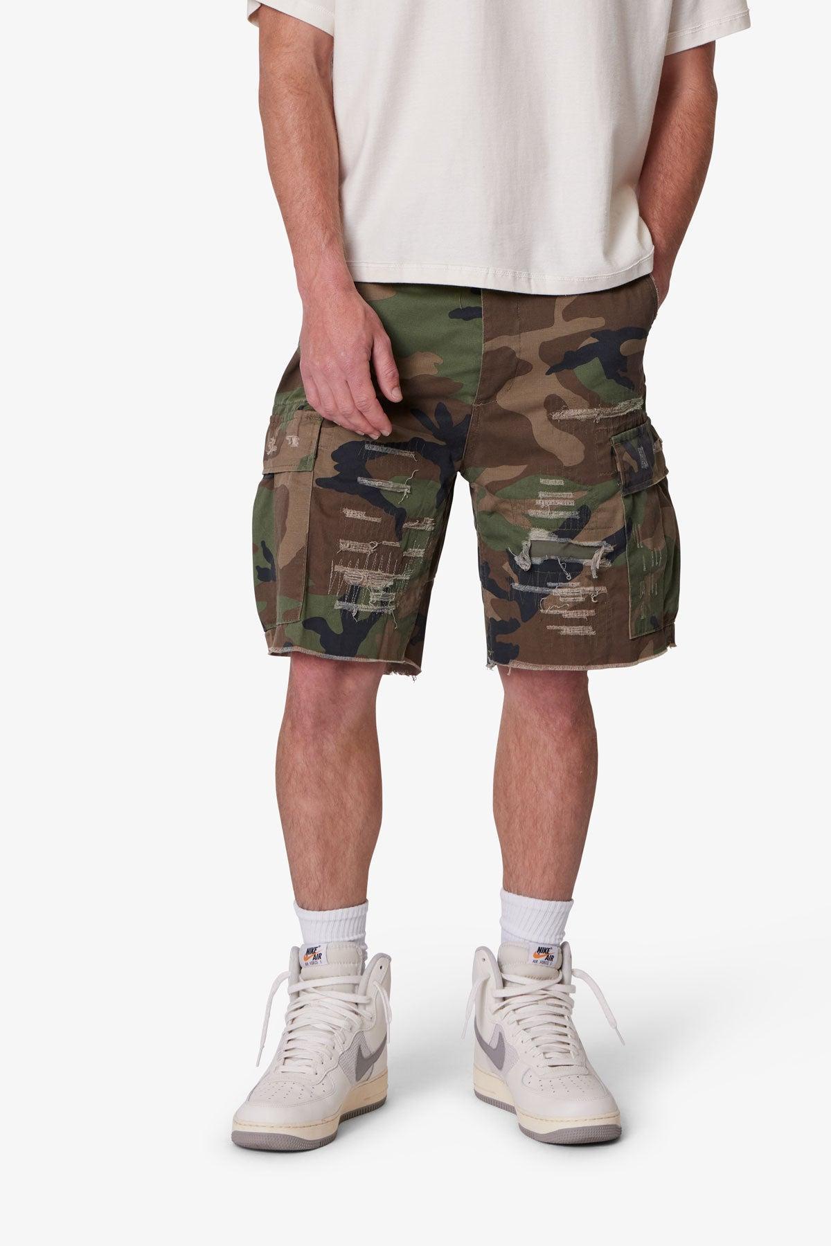 Distressed Cargo Shorts - Camo Product Image