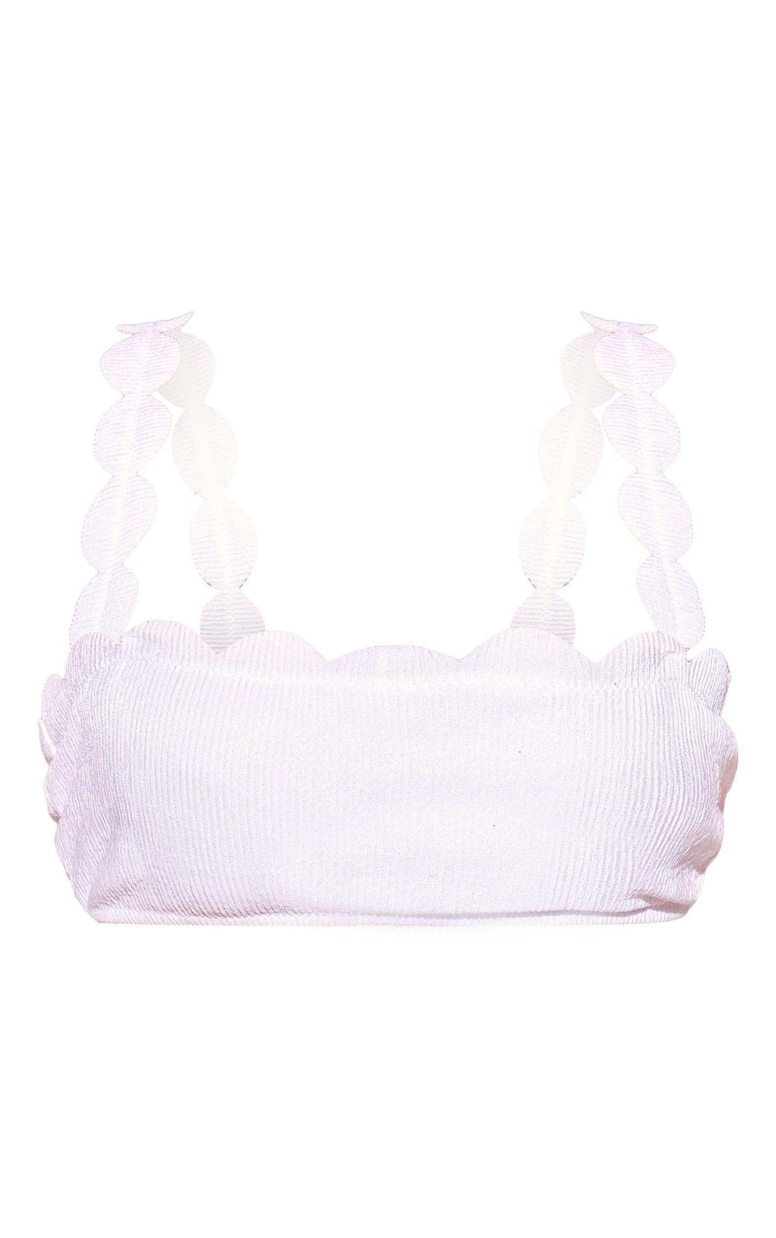 White Textured Scallop Edge Bikini Top Product Image
