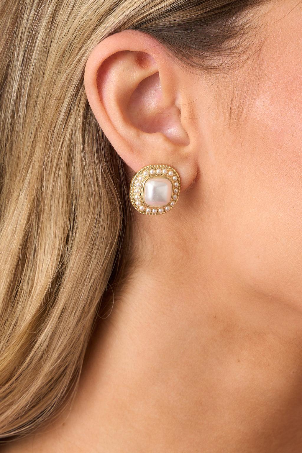 A Day At The Vineyard Gold & Ivory Faux Pearl Earrings Product Image