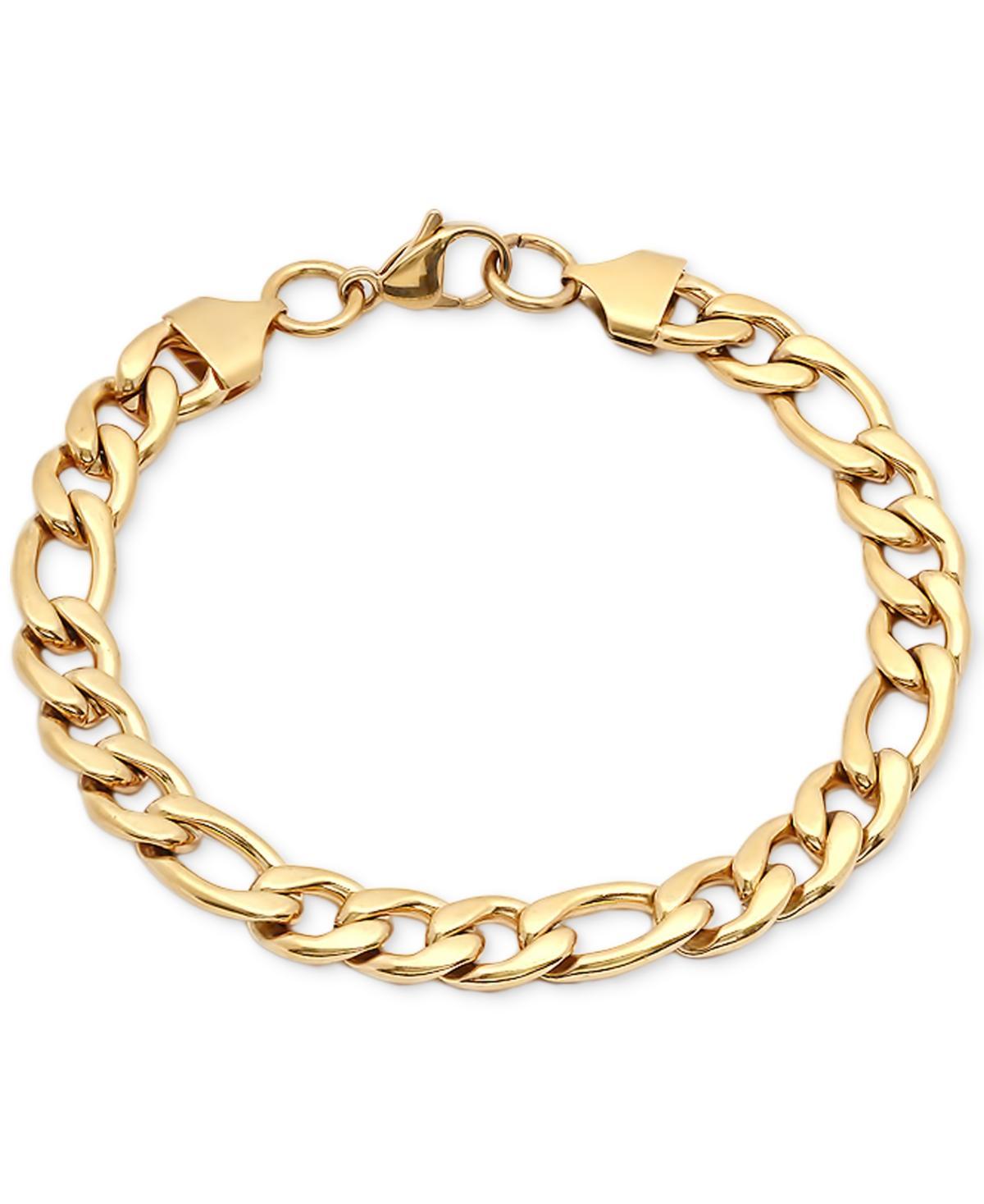 Steeltime Mens 18k Gold-Plated Stainless Steel Figaro Link Bracelet Product Image