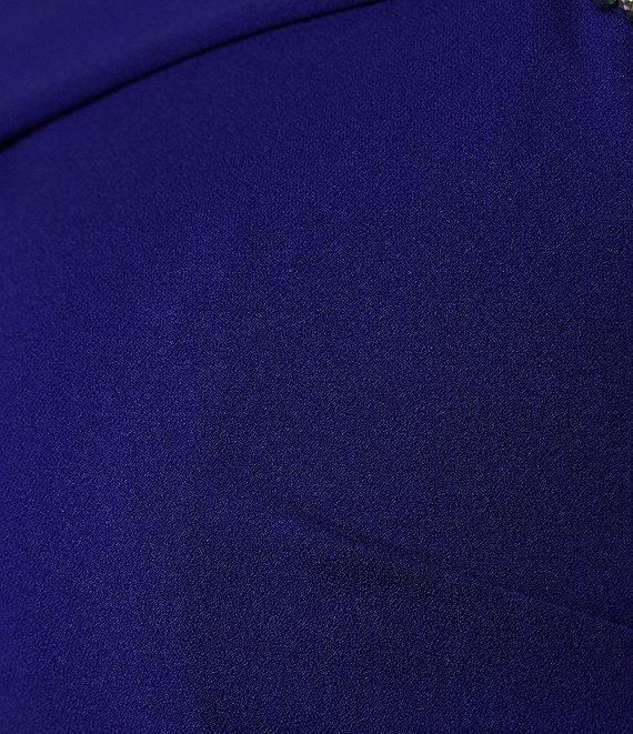 Alex Evenings Plus Size Crepe Asymmetric Embellished Neck Cap Sleeve Sheath Dress Product Image