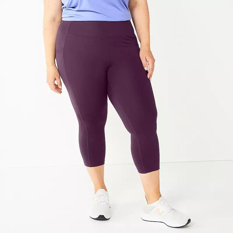 Plus Size Tek Gear Ultrastretch Pocket High-Waisted Capri Leggings, Womens Product Image