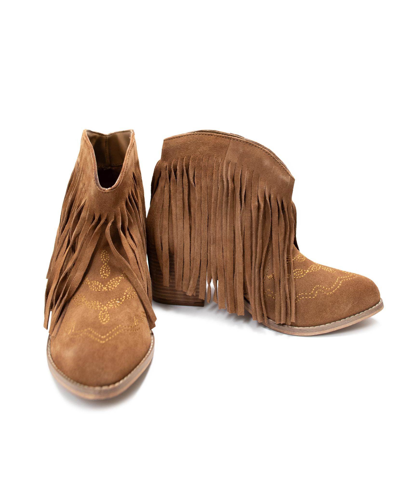 Amos Fringe Ankle Bootie in Tan Suede (Online Exclusive) Product Image