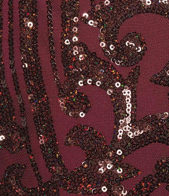 B. Darlin Sequin Patterned Halter V-Neck Tie Back Dress Product Image