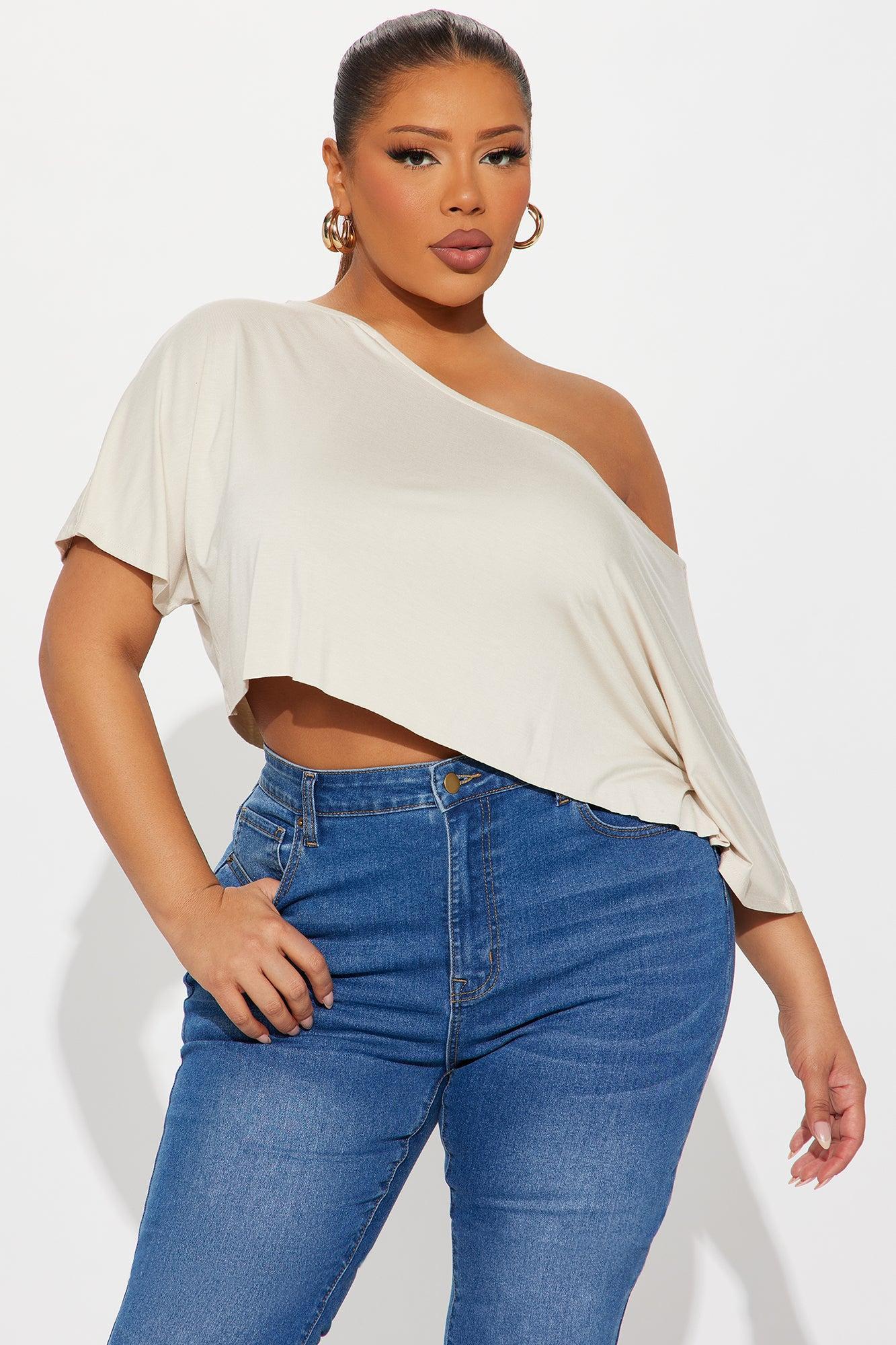 Modal Off Shoulder Cropped Top - Bone Female Product Image