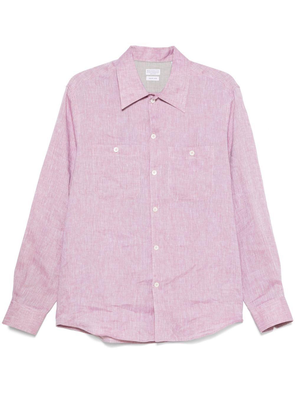 BRUNELLO CUCINELLI Linen Shirt In Pink Product Image