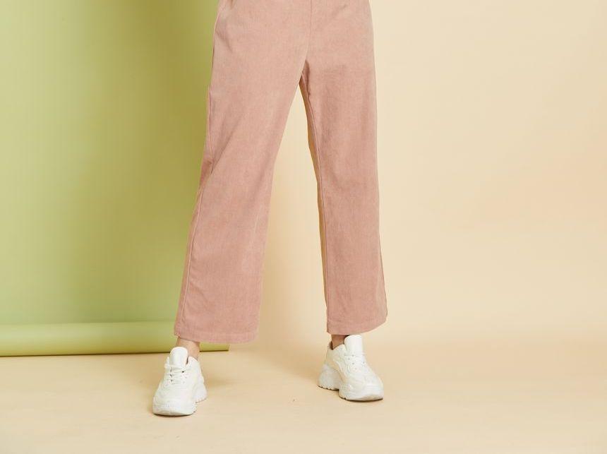 Eco-Friendly Corduroy Cutout Straight-Leg Pants Product Image